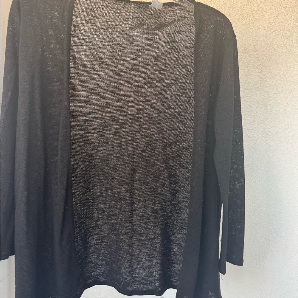 Divided Black Open-Front Cardigan